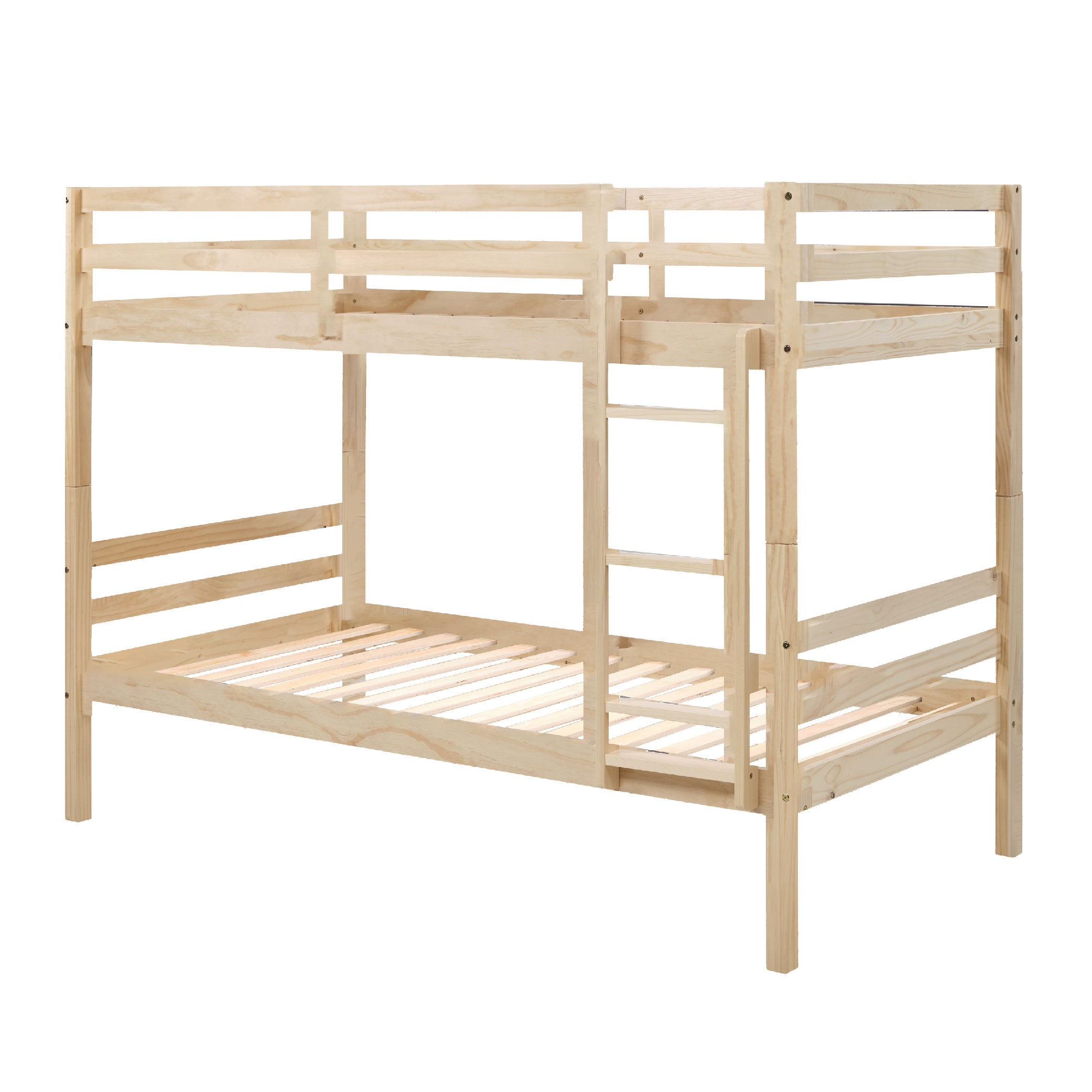 Twin Over Twin Bunk Bed With Ladder,Wooden Bunk Bed With High Guardrail And Ladder For Kids, Teens, Dorm Rooms, And Guest Rooms,No Box Spring Needed,White_voghion.com